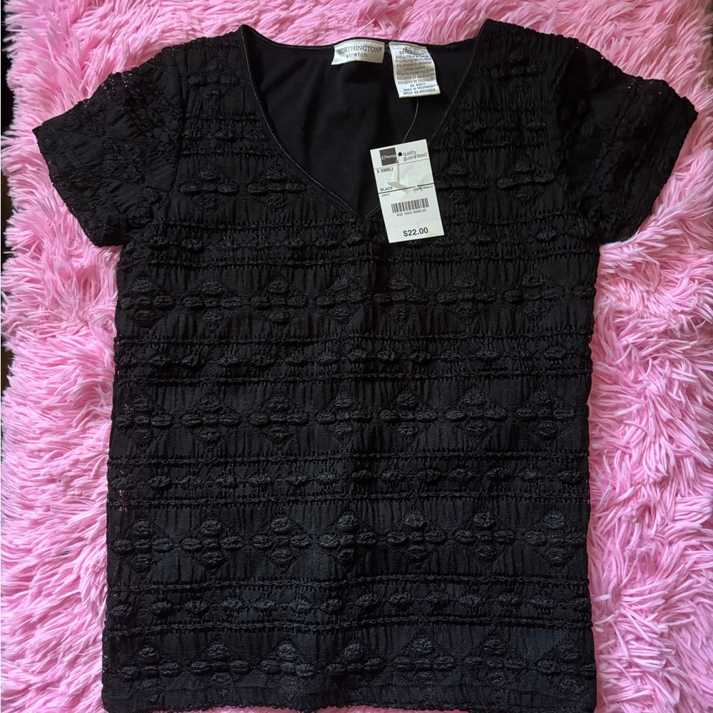 NWT Worthington (Jc Penney) sz XS black short sleeve dressy top